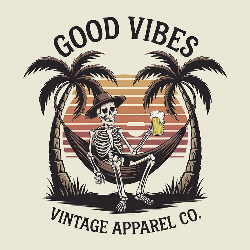 Good Vibes Beach Pattern T-Shirt