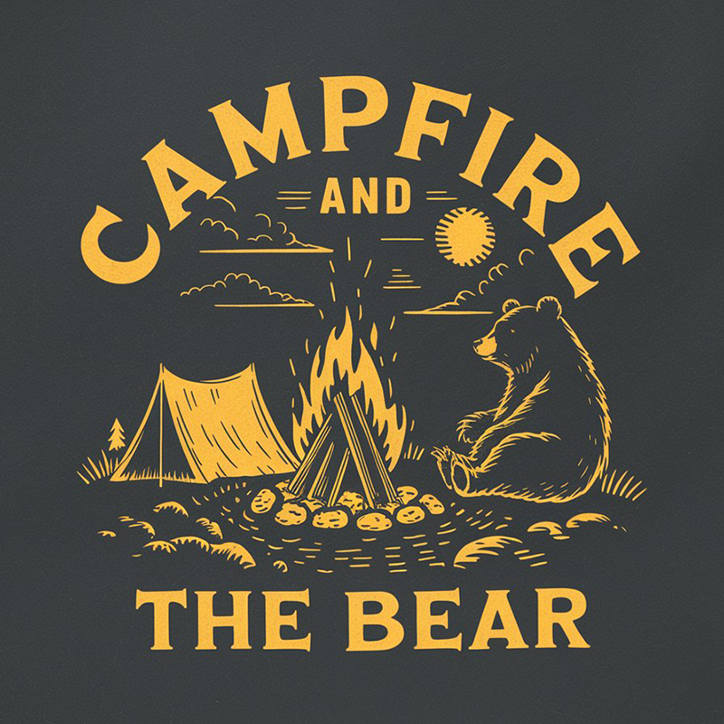 CAMPFIRE AND THE BEAR Camping Pattern Top T-shirt