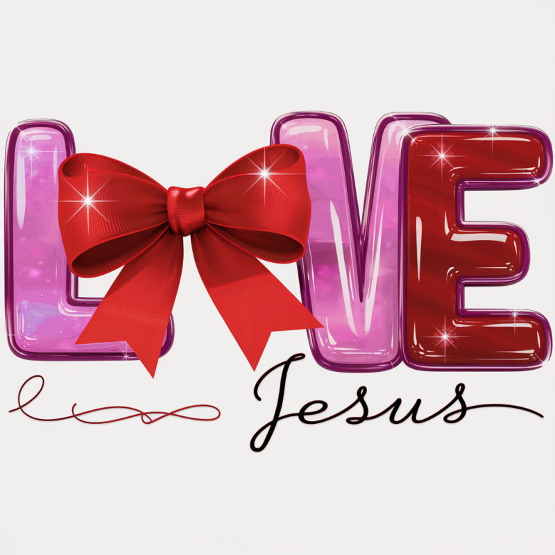 Love Red Bow Graphic Cotton T-Shirt