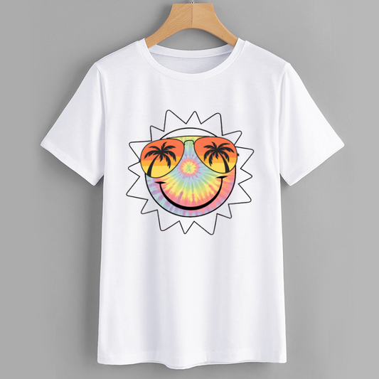 Colorful Tie Dye Smiley Face T-Shirt