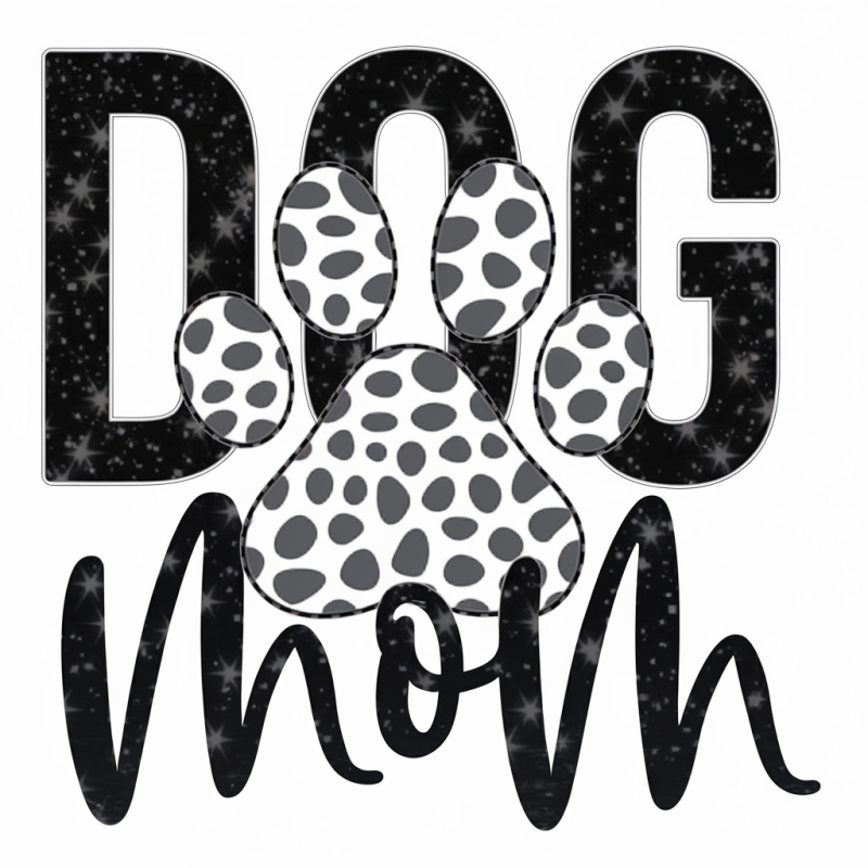 Dog Mom Graphic T-Shirt with Paw Print Design