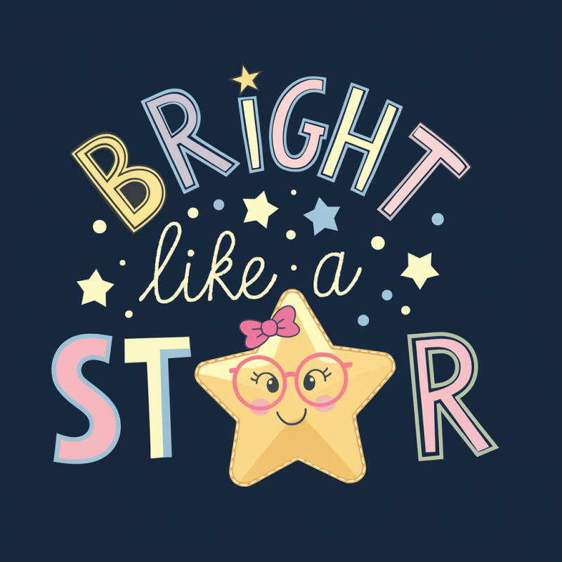 Bright Like a Star Cotton Graphic T-Shirt