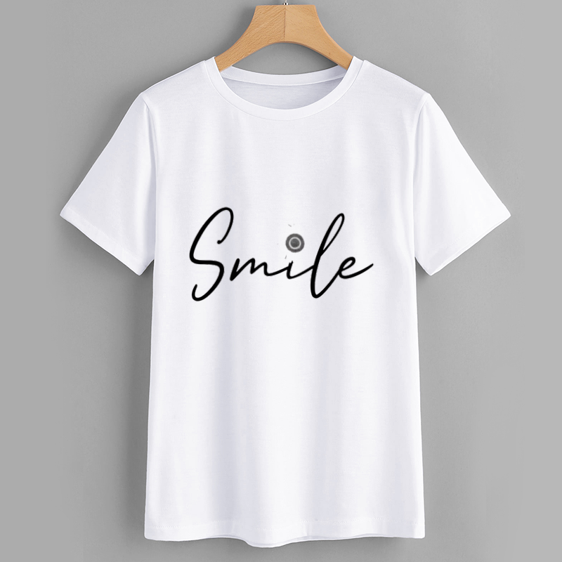 Smile Cotton White T-Shirt Casual