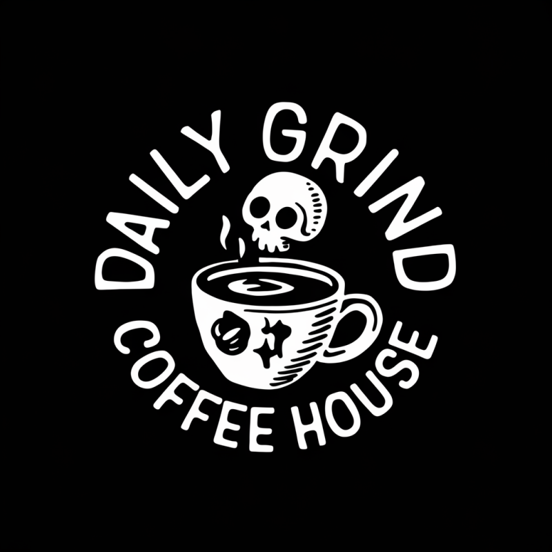 Daily Grind Skull Coffee House Graphic T-Shirt