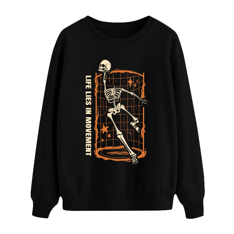 Halloween Pattern Top - 'LIFE LIES IN MOVEMENT' Sweatshirt