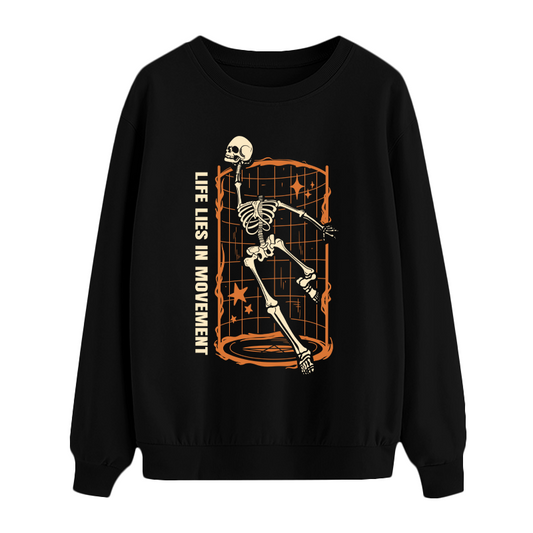 Halloween Pattern Top - 'LIFE LIES IN MOVEMENT' Sweatshirt