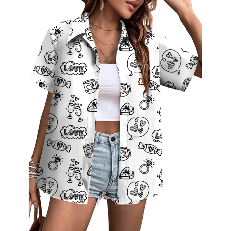 Valentine's Day Casual 'Love' Button-Down Shirt