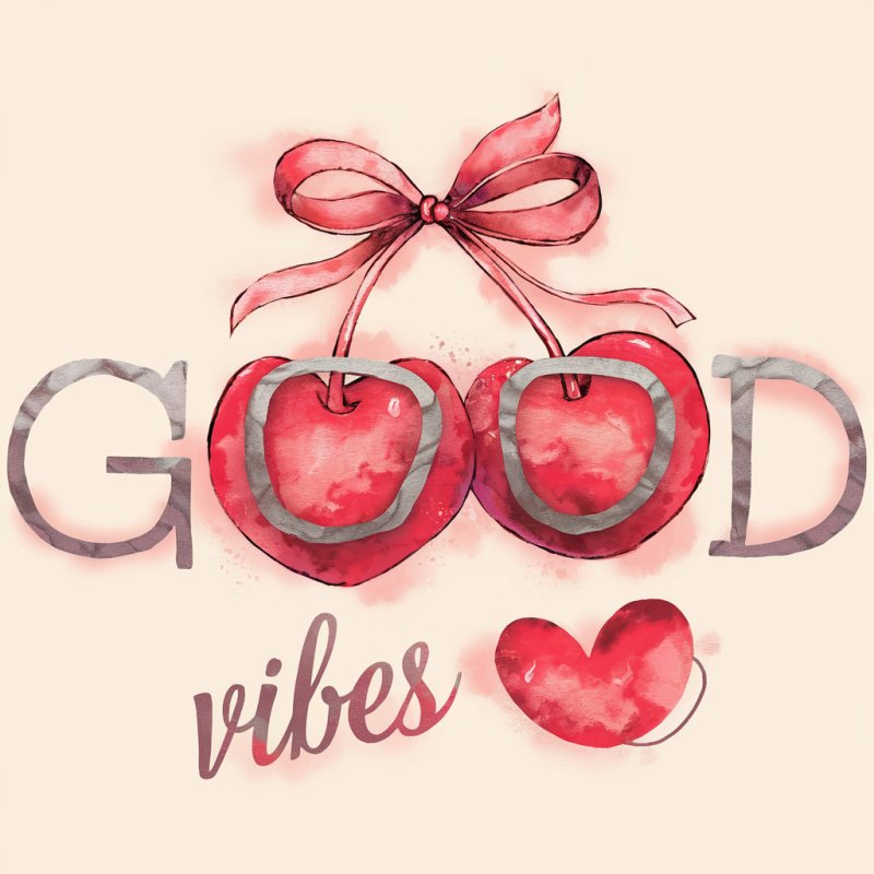 Cherry Good Vibes Graphic Cotton T-Shirt