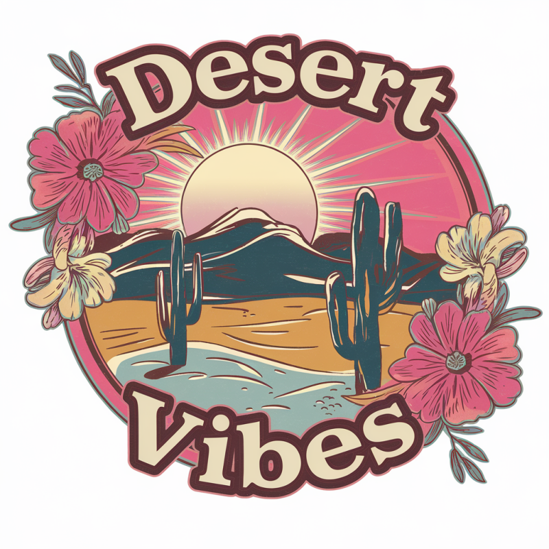 Retro Desert Vibes Cactus Graphic Cotton T-Shirt