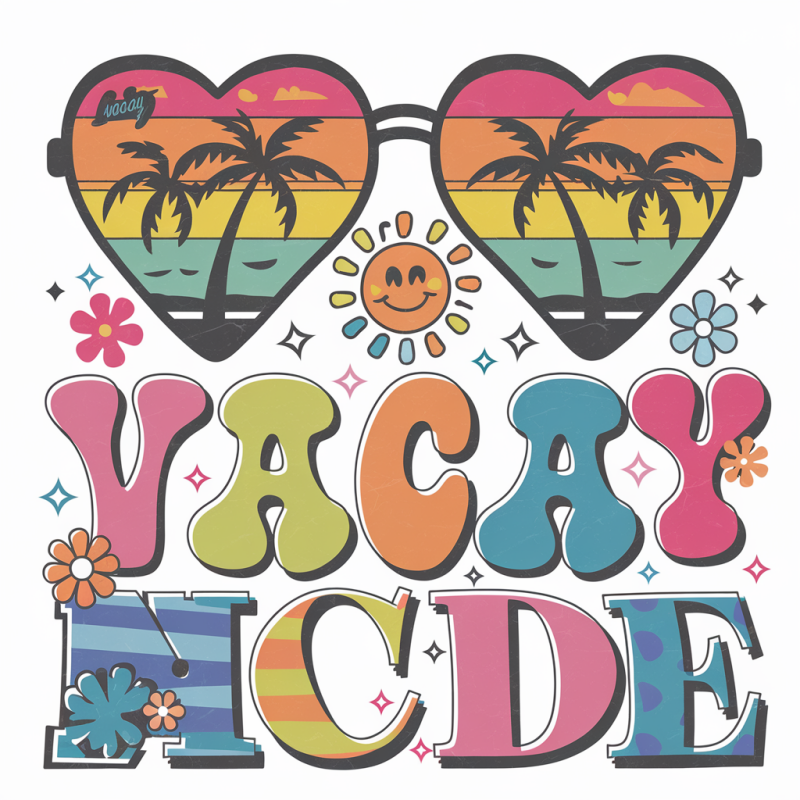 Summer Vacation Graphic T-Shirt with Palm Tree Design