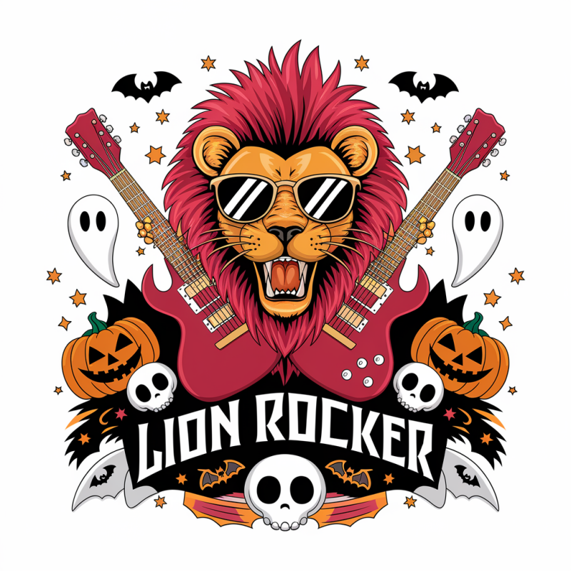 Lion Rocker Halloween Graphic T-Shirt