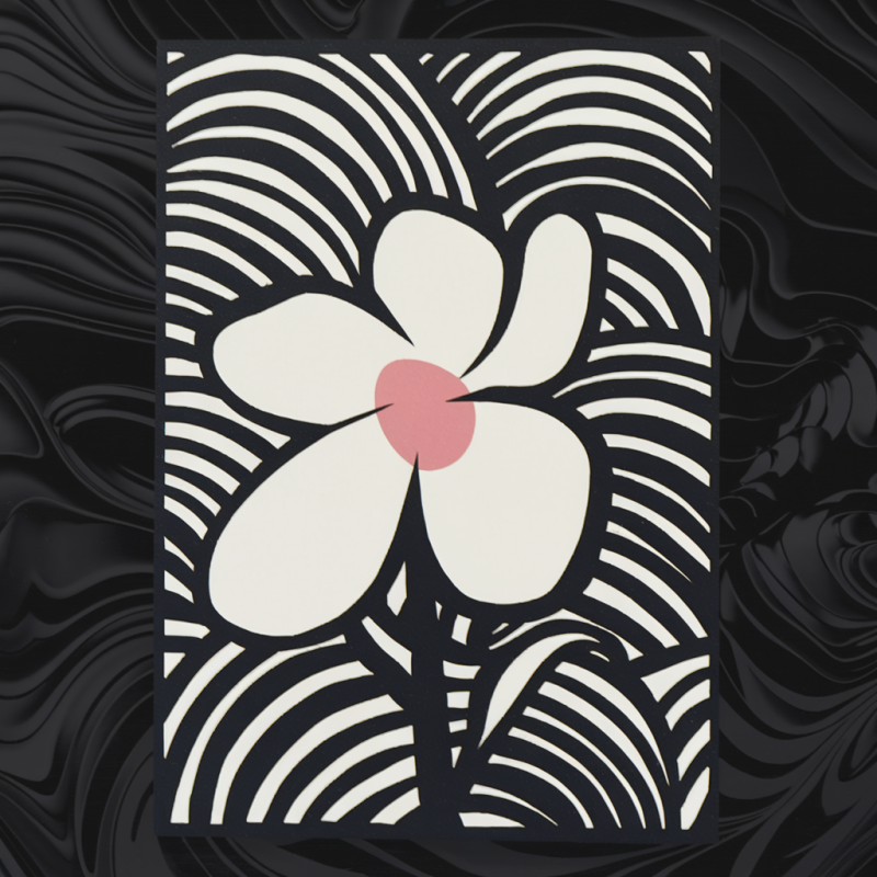 Artistic Flower Graphic Black T-Shirt