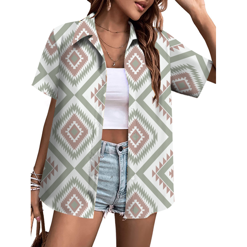 Geometric Pattern Button-Down Shirt