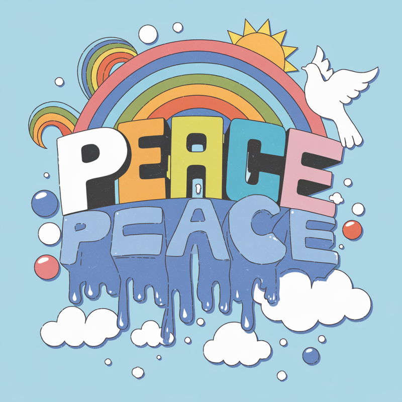 Peace Rainbow Graphic Cotton T-Shirt