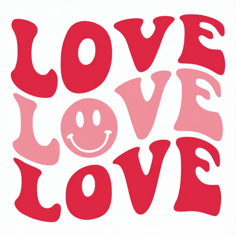 Love Graphic T-Shirt with Smiley Face
