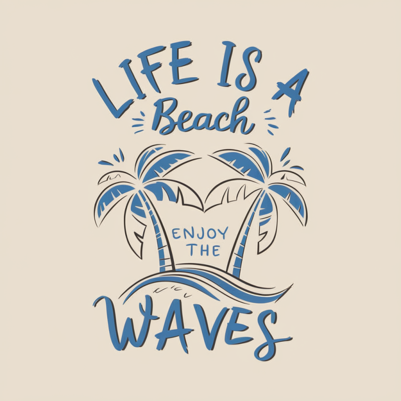 Life is a Beach Graphic T-Shirt with Palm Tree Design
