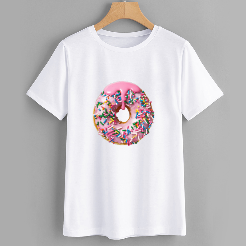 SweetLife Pink Donut Graphic Cotton T-Shirt