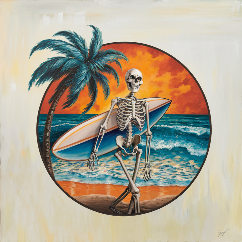 Skeleton Surfing Graphic T-Shirt