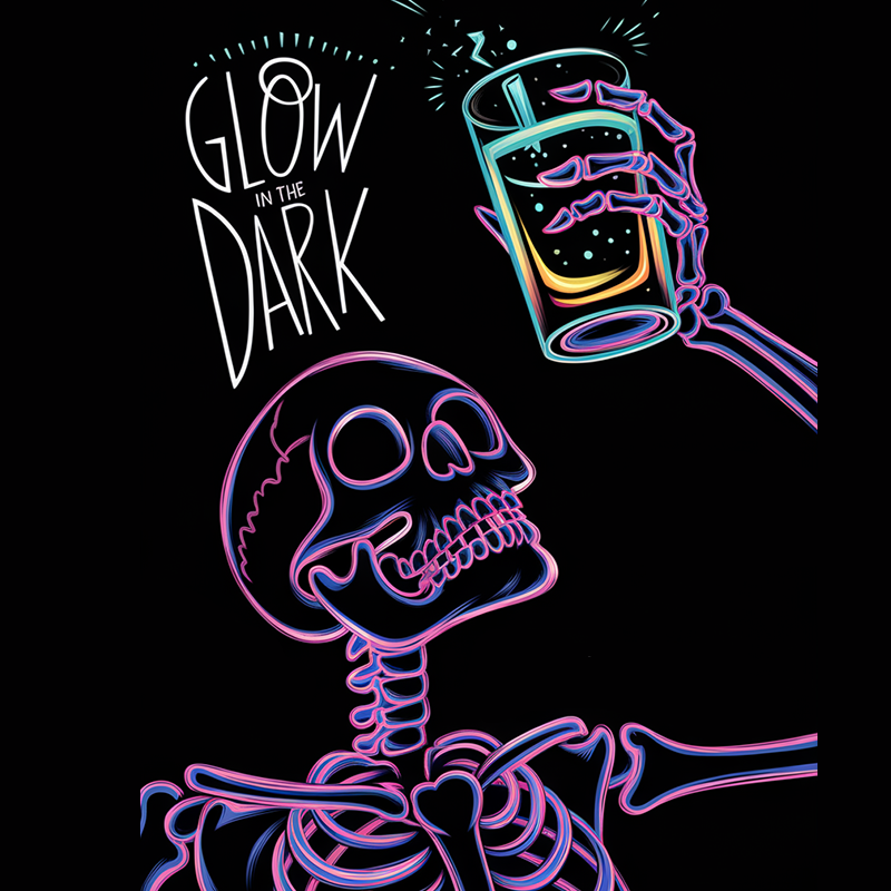 GLOW DARK Skull Pattern T-Shirt