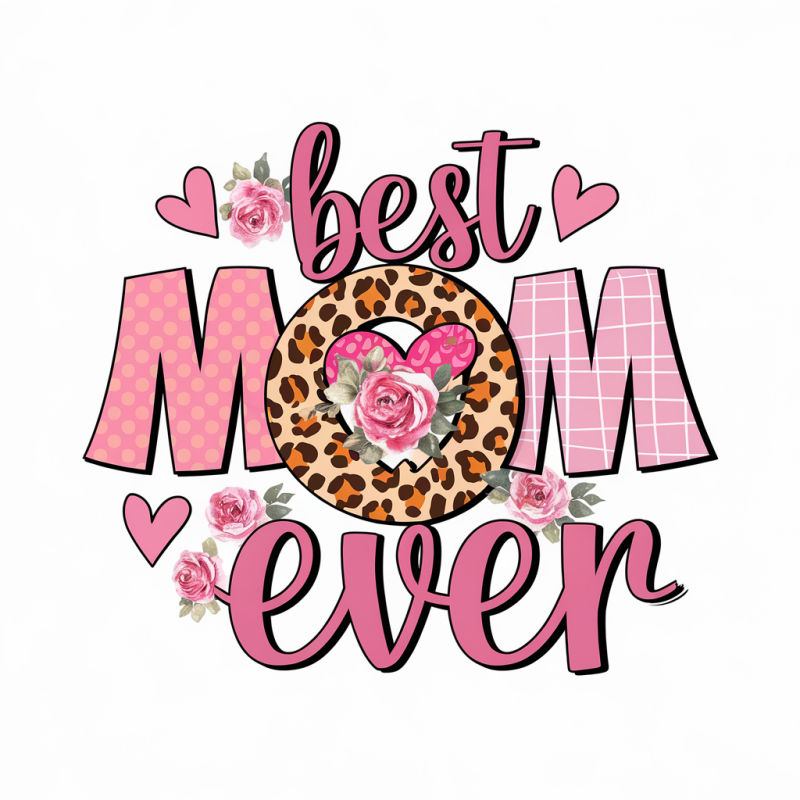 Best Mom Ever Leopard Print Cotton T-shirt