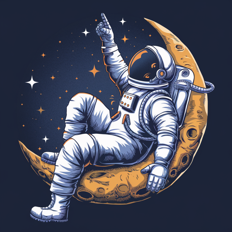 Astronaut on Moon Graphic T-Shirt