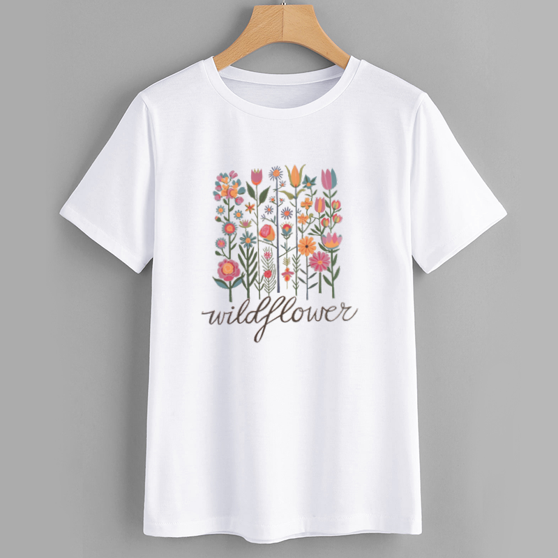 Wildflower Graphic Tee - Floral Design T-Shirt for Casual Wear