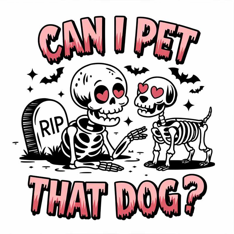 Halloween Pattern 'Can I Pet That Dog' T-Shirt