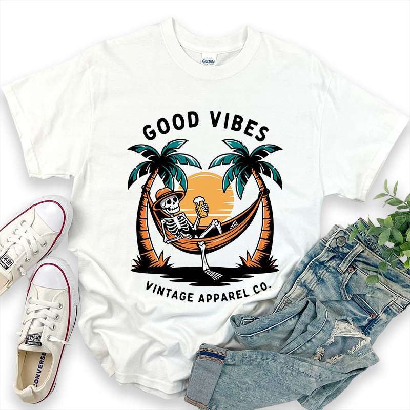 Good Vibes Beach Pattern T-Shirt