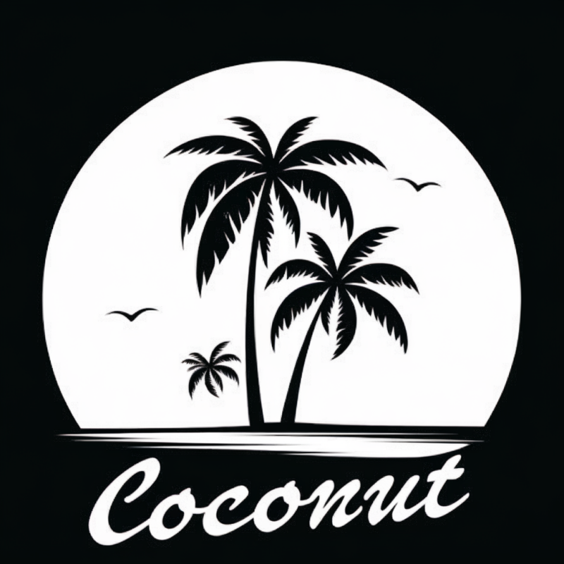 Coconut Palm Tree Graphic Black Cotton T-Shirt