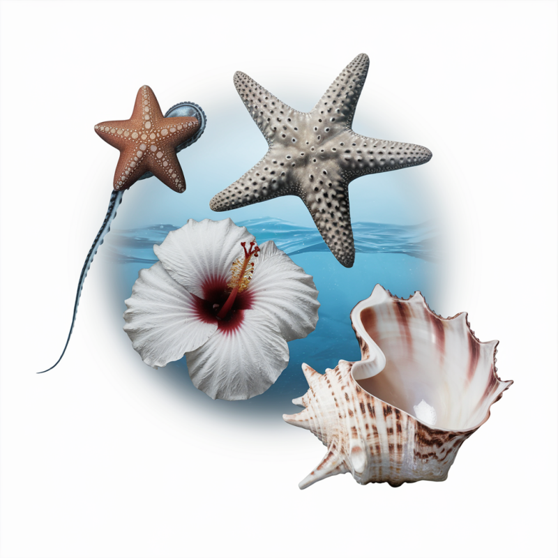 Oceanic Starfish Seashell Cotton T-Shirt