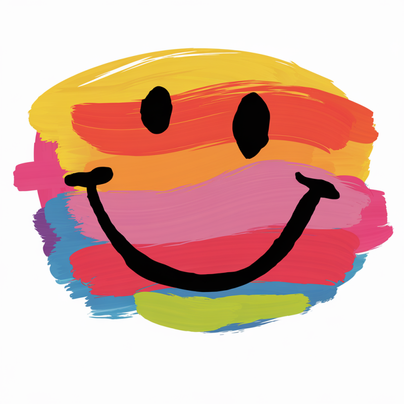 Colorful Smiley Face Graphic T-Shirt