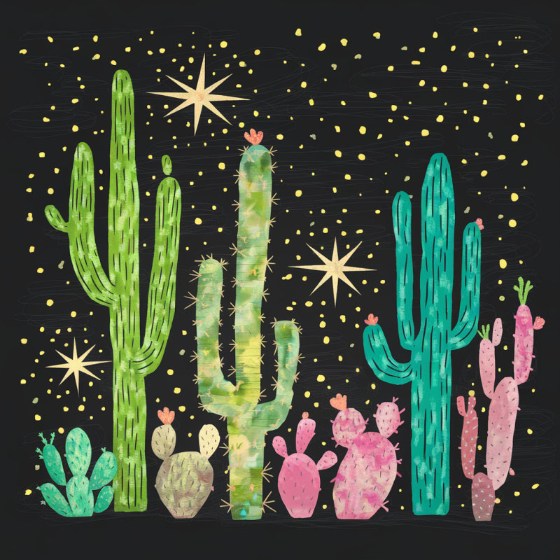 Cactus Graphic T-Shirt - Black