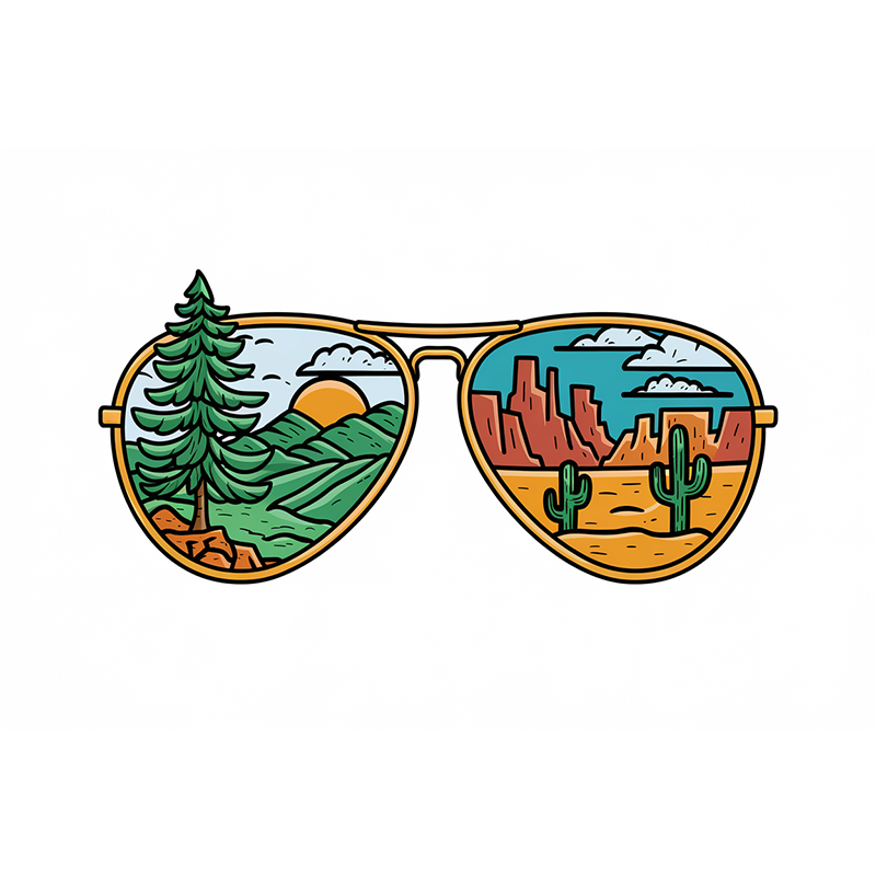 Sunglasses Nature Graphic T-Shirt - Outdoor Adventure Style
