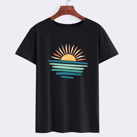 Sunset Graphic T-Shirt for Casual Summer Wear