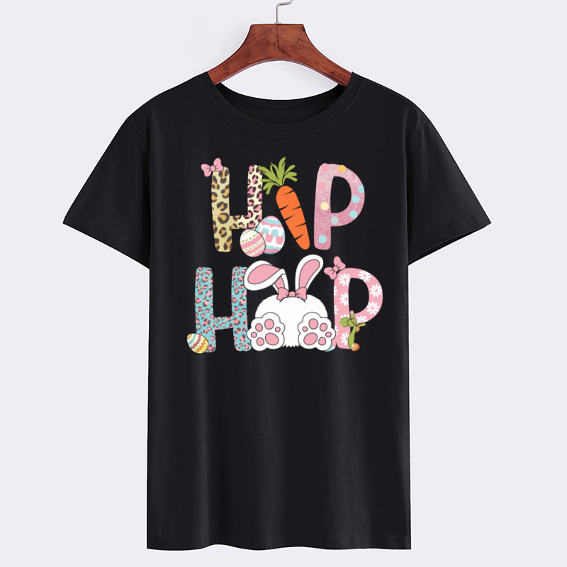 Easter Bunny HIP HOP Graphic Black T-Shirt