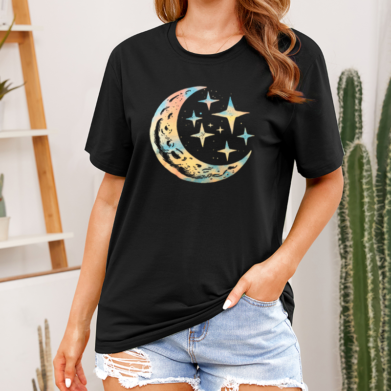 Tie-dye Moon and Star Pattern Top