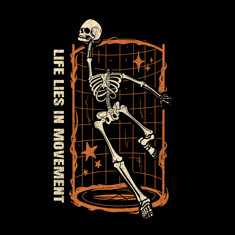 Halloween Pattern Top - 'LIFE LIES IN MOVEMENT' Sweatshirt