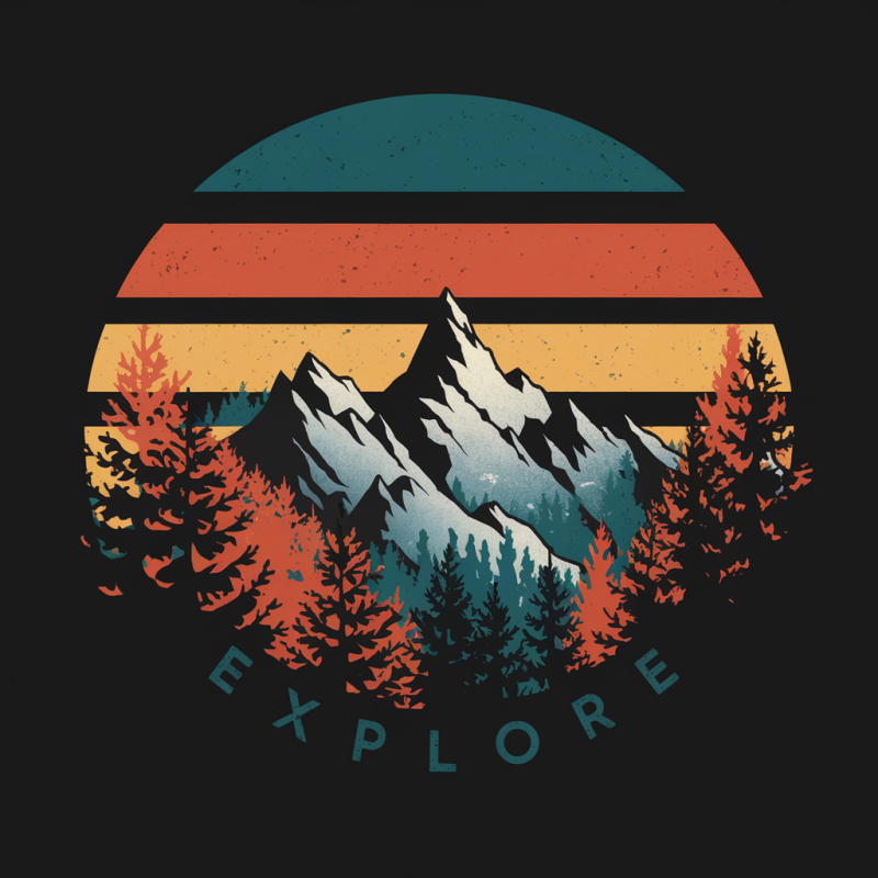 Explore Mountain Graphic Tee - Black Casual T-Shirt for Outdoor Adventures