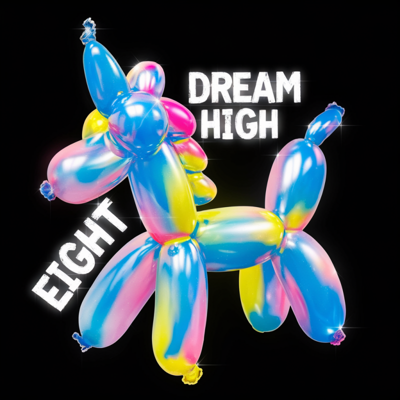 Balloon Animal Graphic T-Shirt - Colorful Fun Design