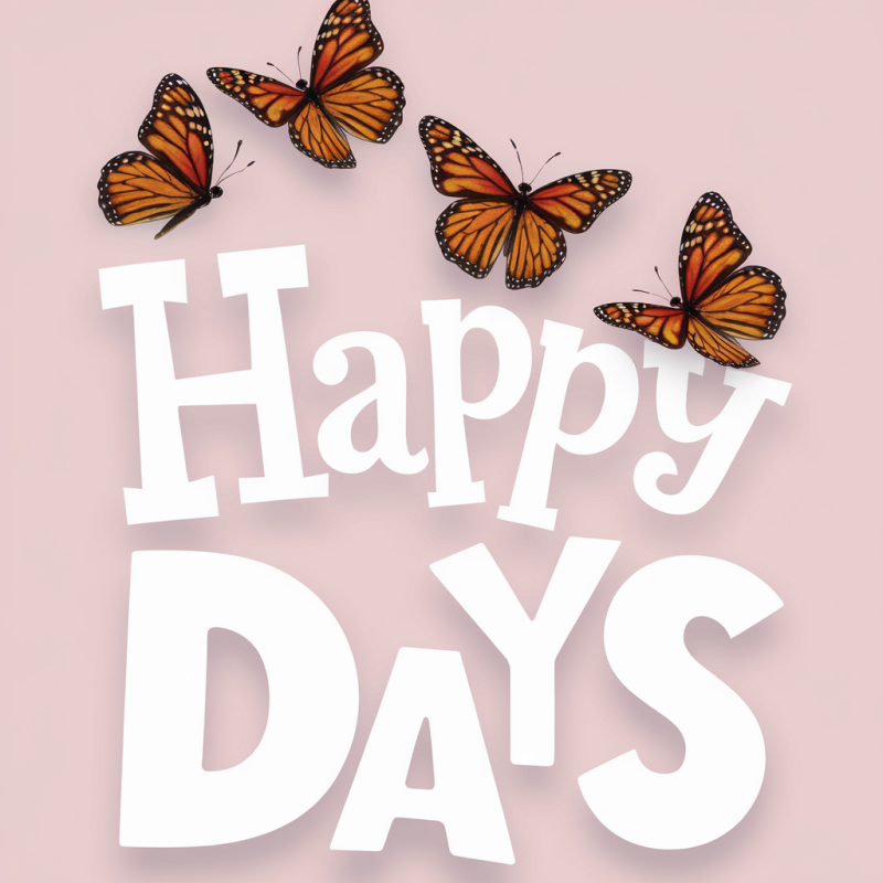 Happy Days Butterfly Black Cotton T-Shirt