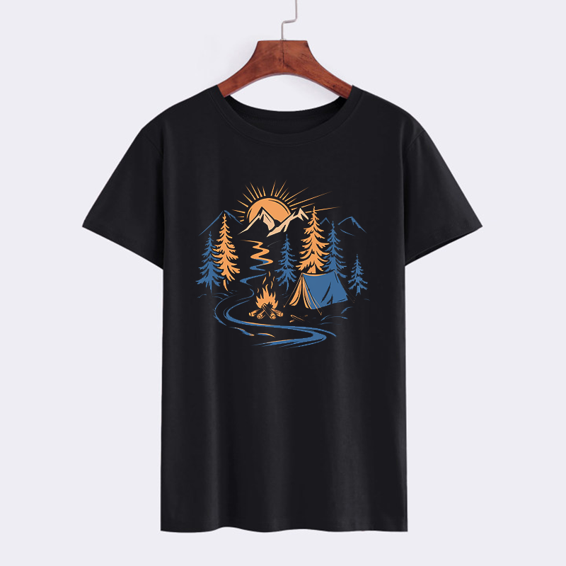 Mountain Sunrise Camping Graphic T-Shirt
