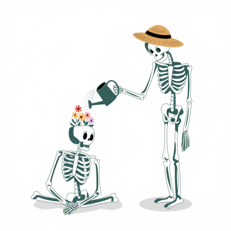 Skeleton Gardening Graphic T-Shirt for Men