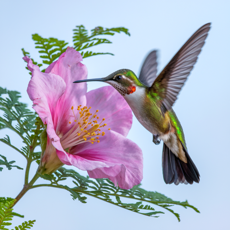 Hummingbird and Flower Graphic T-Shirt