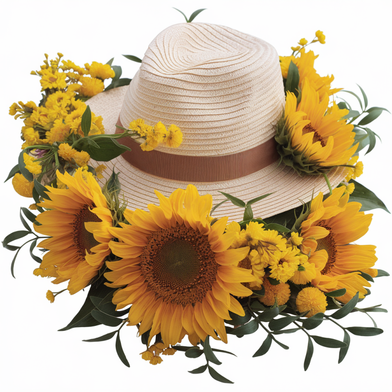 Sunflower Floral Hat Graphic T-Shirt