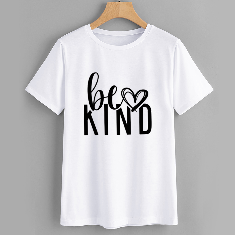 Be Kind Heart Print Cotton Graphic T-Shirt