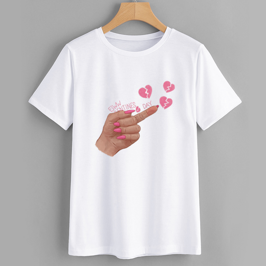 Funny Valentine's Day Graphic Tee with Hand Gesture