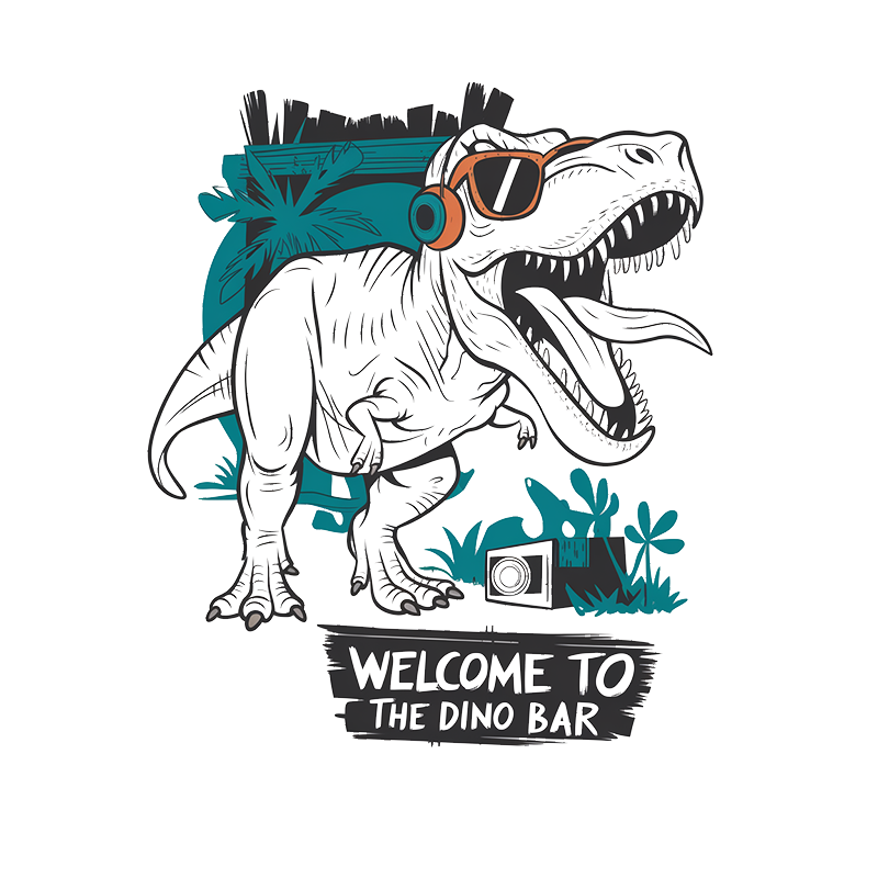 Welcome to the Dino Bar Dinosaur Pattern T-Shirt