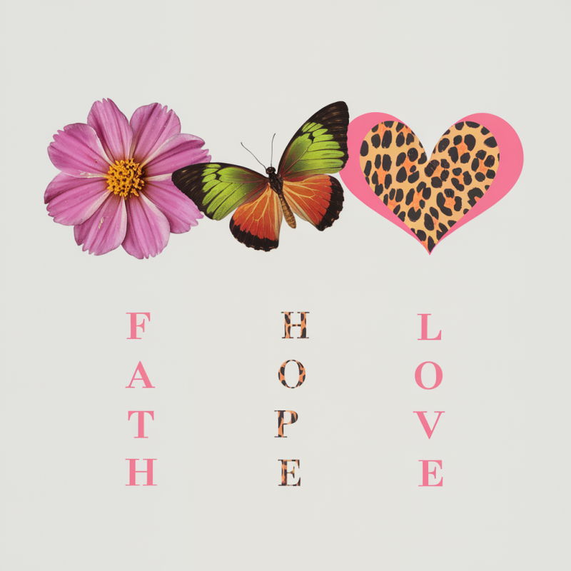 Hope Graphic Cotton T-Shirt – Flower Butterfly Heart