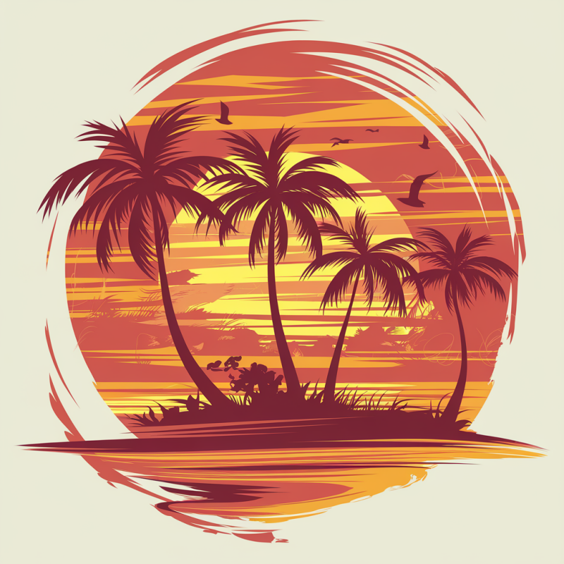 Sunset Palm Trees Graphic T-Shirt