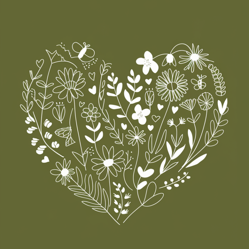 Floral Heart Graphic Black T-Shirt